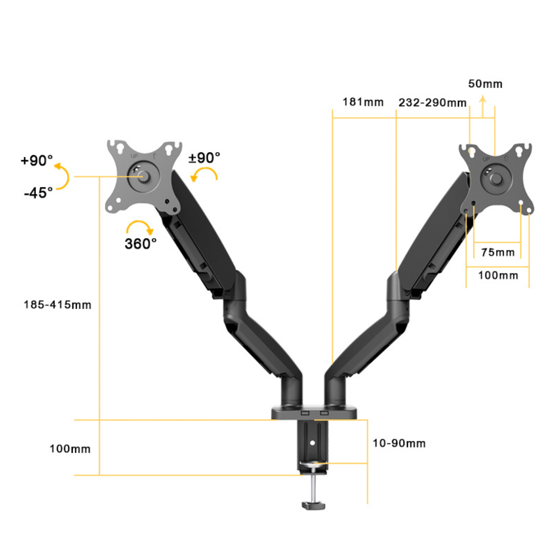 Dual Monitor Arm (Mechanical Spring) - SG05-42