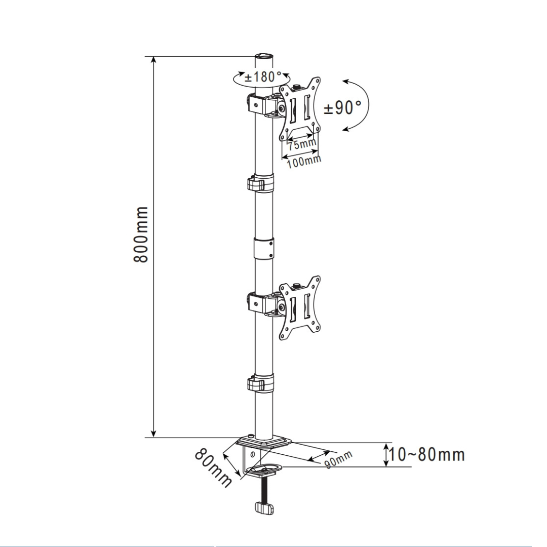 Dual Monitor Bracket (Single Pole) - SS02-02