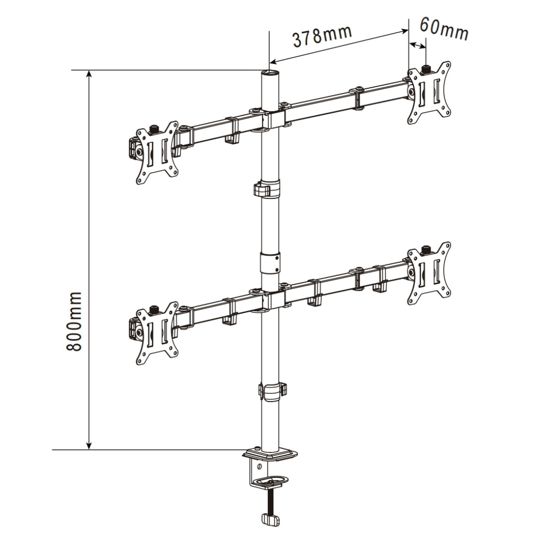 Quad Monitor Bracket (Single Pole) - SS02-84