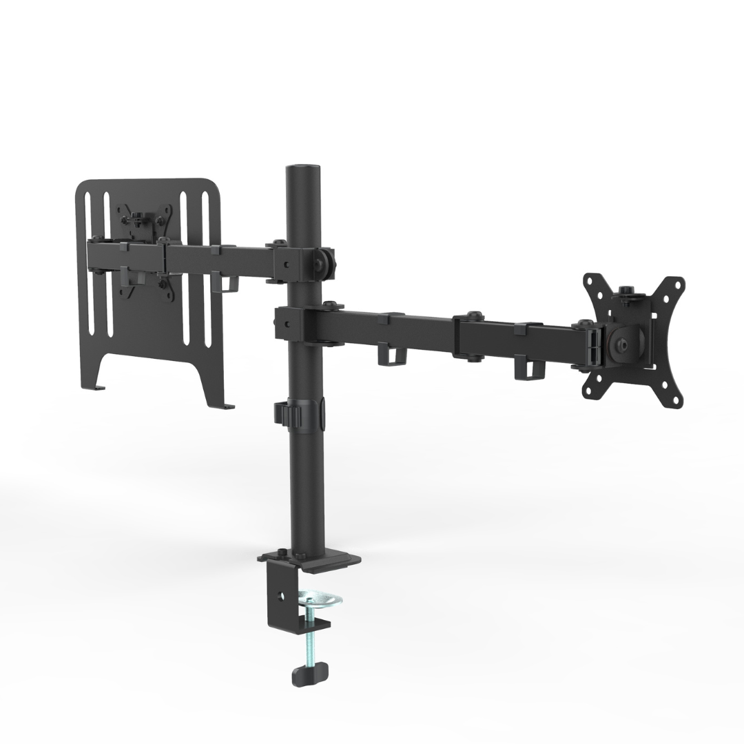 Single Monitor Bracket with Laptop Mount (Single Pole) - SS02-42DL